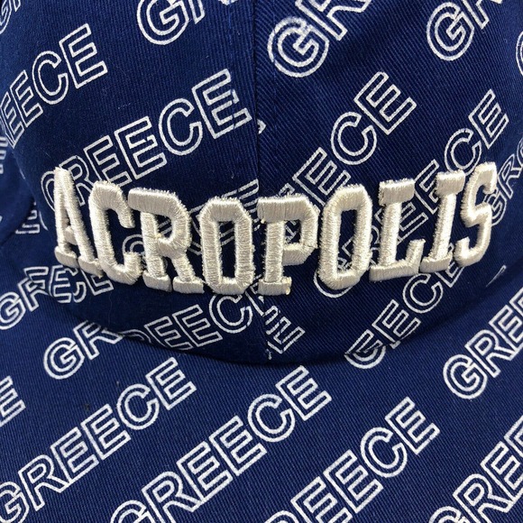 Acropolis Greece Blue White All Over Print Hat Cap Adjustable One Size Fits Most - Picture 4 of 11